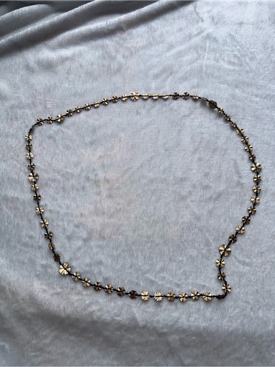Jewelry - BOHO Necklace Black Cord Matte Gold Tone Textured Discs